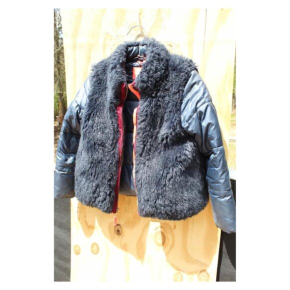 Girls J Crew Crewcuts Faux Fur Down Puffer Coat Size 8 GORGEOUS!! - Picture 3 of 16